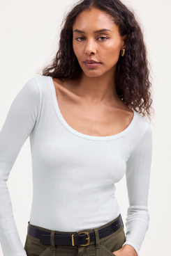 Madewell Pointelle Long-Sleeve Scoopneck Tee