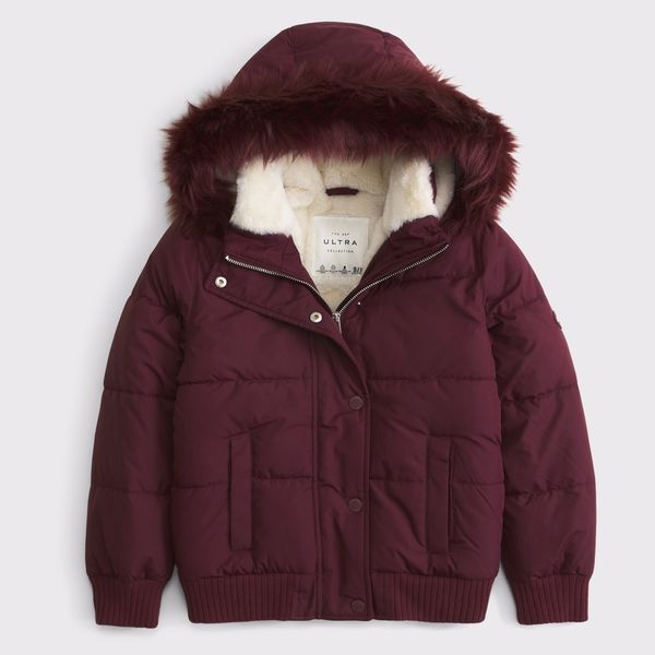 Abercrombie Kids Ultra Hooded Faux Fur-Trim Puffer Jacket