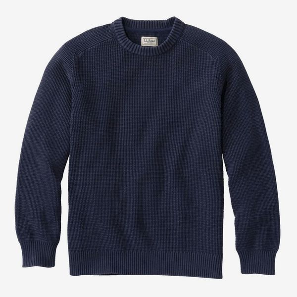 L.L. Bean Sunwashed Textured Cotton Sweater, Crewneck