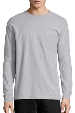 Men's Cotton Long Sleeve T-shirt Loose Casual Soft Plain Solid Basic Tee Tops 