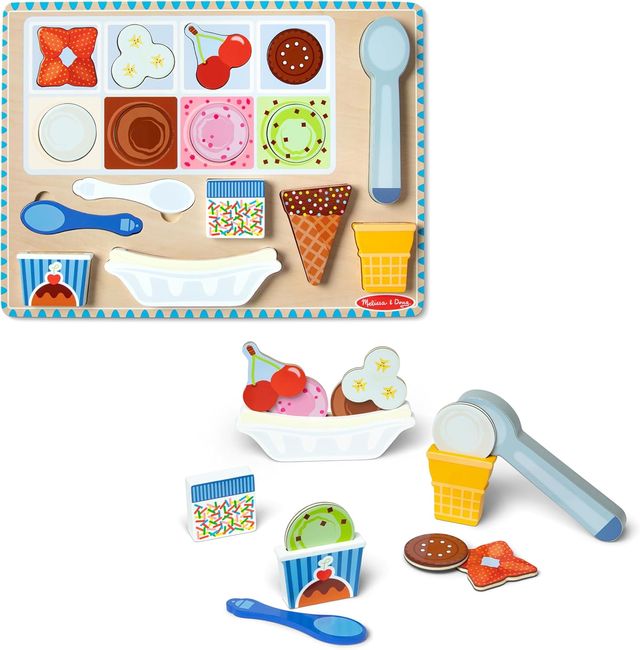 Melissa & Doug Wooden Magnetic Ice Cream Puzzle & Play Set