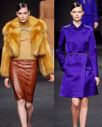 Two looks from Brioni's fall 2011 collection.