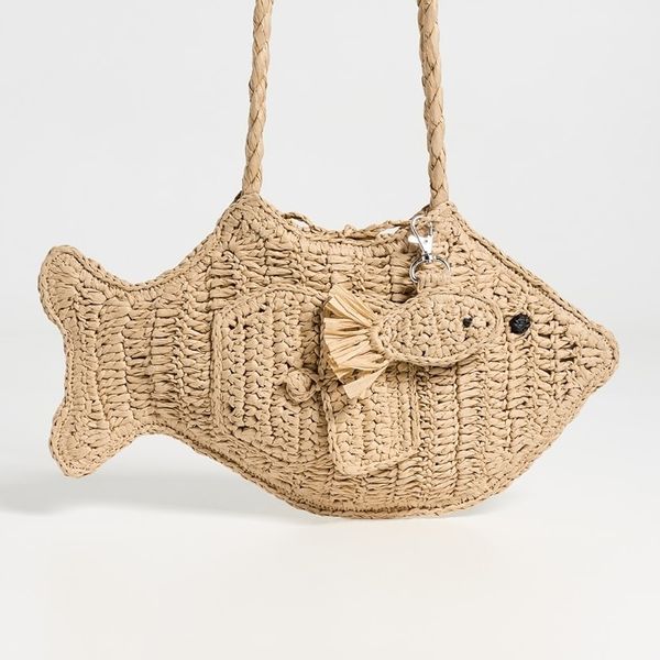 Damson Madder Raffia Fish Bag