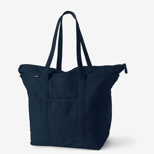 Lands’ End Zip Top Canvas Tote Bag - Medium