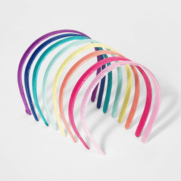 Cat & Jack Girls' 8pk Woven Tinsel Headband