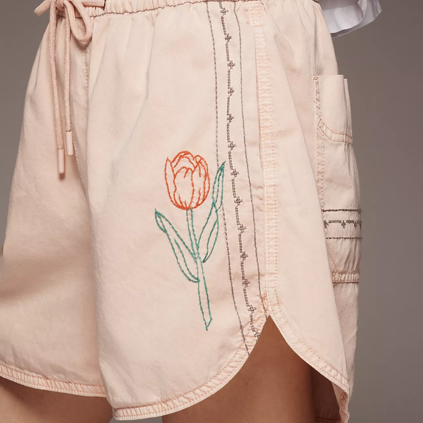 Pilcro Embroidered Woven Shorts - Pink