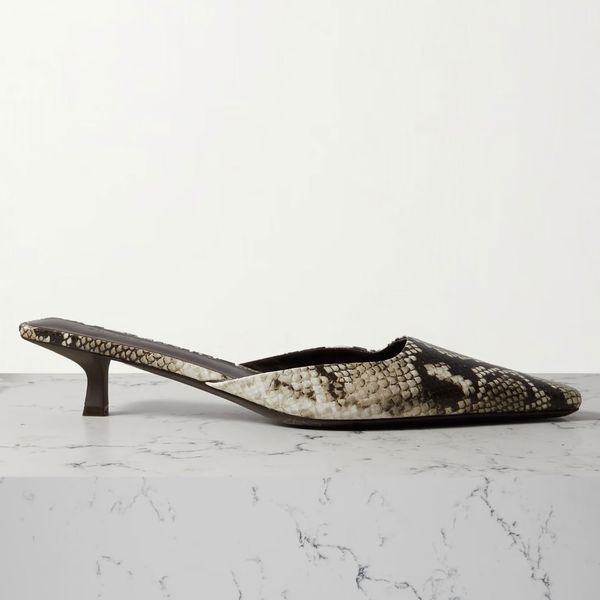 St. Agni Mira Snake-Effect Leather Mules