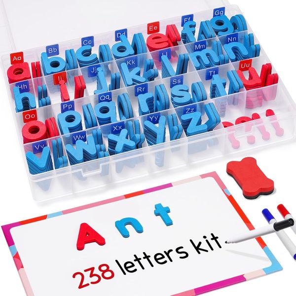 Magnetic Letters Kit, 238 Pieces with Magnetic Board and Markers