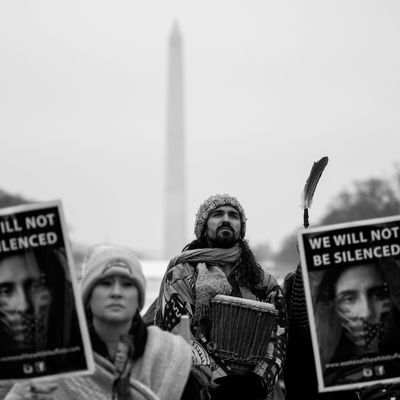 Activists at the Indigenous Peoples March in Washington.