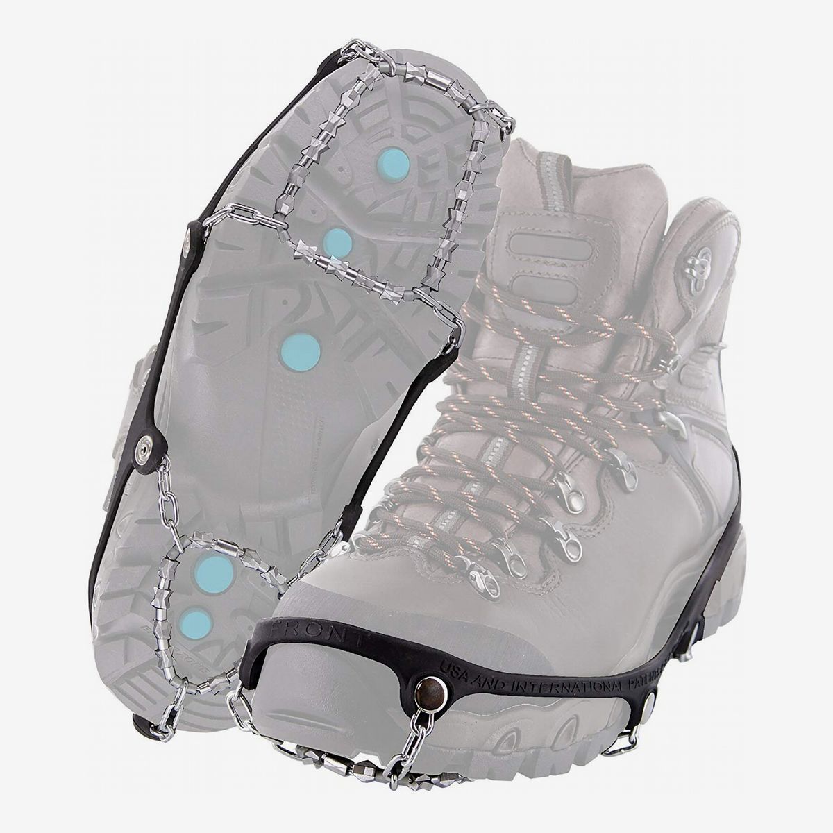 Reflective Heel ICETRAX V3 Pro Winter Ice Grips for Shoes and Boots StayON Toe Men: 5-9 / Women: 6.5-10.5 Ice Cleats for Snow and Ice V3 Tungsten, S/M 