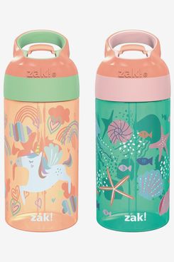 Zak Designs 16oz Riverside Kids Water Bottle with Spout Cover and Built-in Carrying Loop
