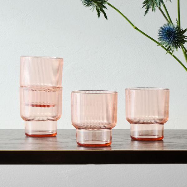 West Elm Fluted Acrylic Short Drinking Glasses