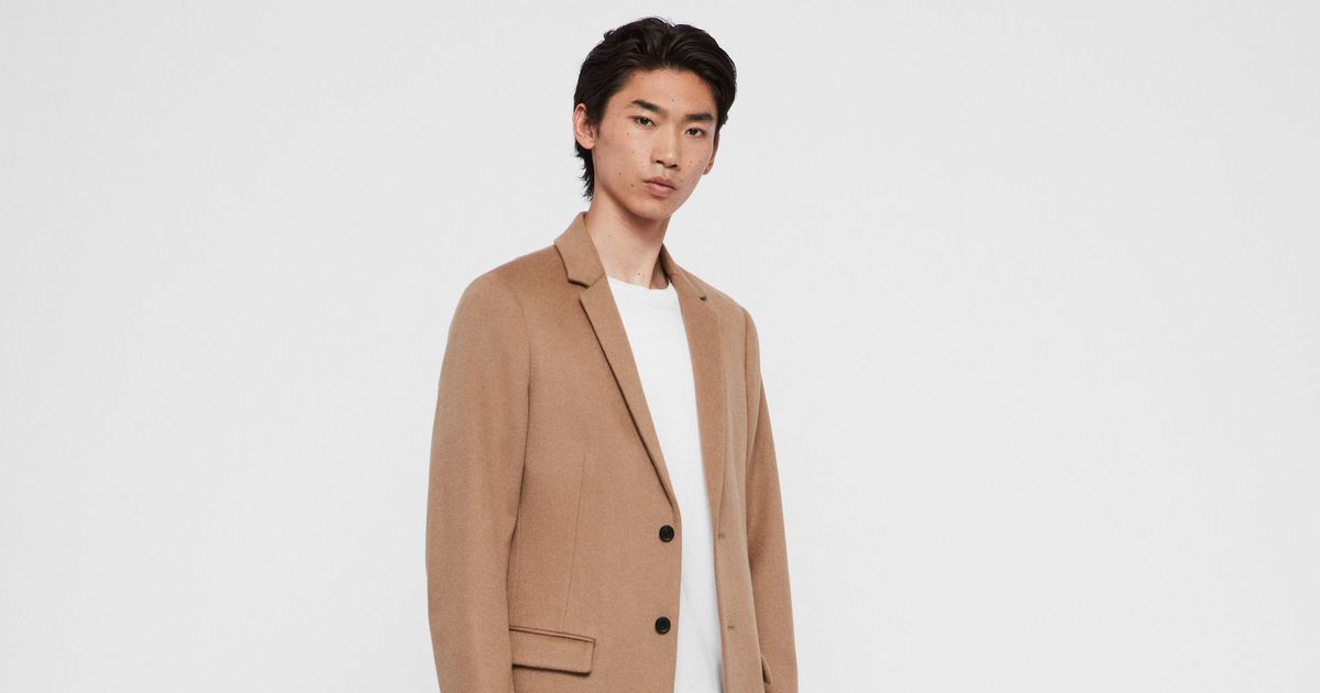 all saints camel coat