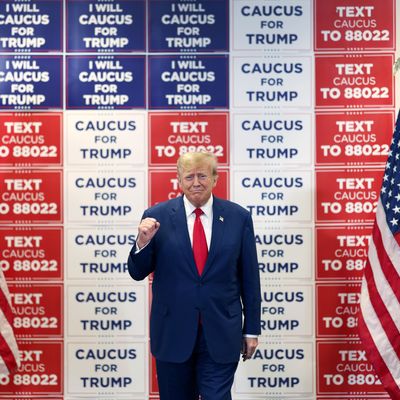 Donald Trump Campaigns For President In Sioux Center, Iowa Ahead Of State’s Caucus