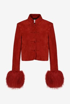 Susanna Chow Leighton Shearling-Trim Suede Jacket