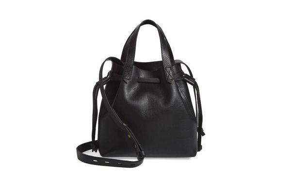Madewell The Mini Pocket Transport Leather Drawstring Tote
