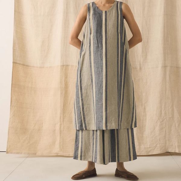 Toast Bolster Stripe Linen Shift Dress