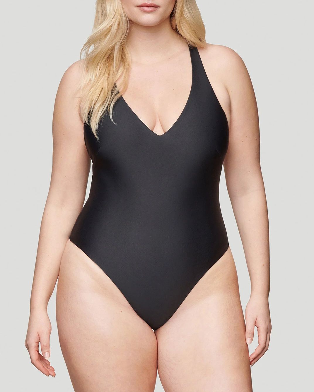 Spanx Pique Shaping Plunge One Piece in Blue