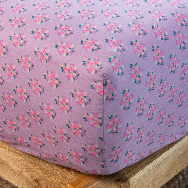 Natural Life Mix & Match Cotton Fitted Sheet - Mauve Maia, Full