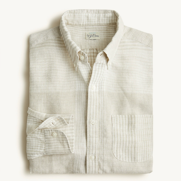 Camisa de lino irlandés Baird McNutt de J. Crew, caqui claro