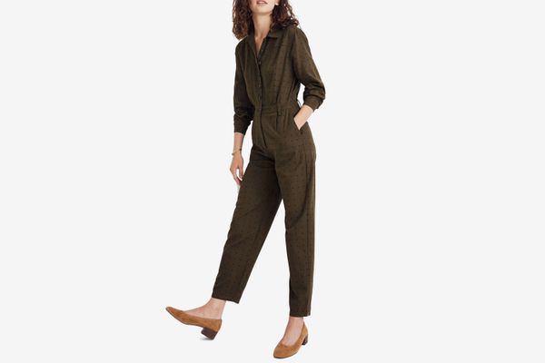 Madewell Grid Dot Seamed Coverall Jumpsuit