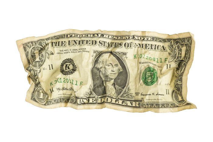 Crumpled,One,Dollar,Bill