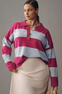 Anthropologie Maeve Rugby Polo Sweater