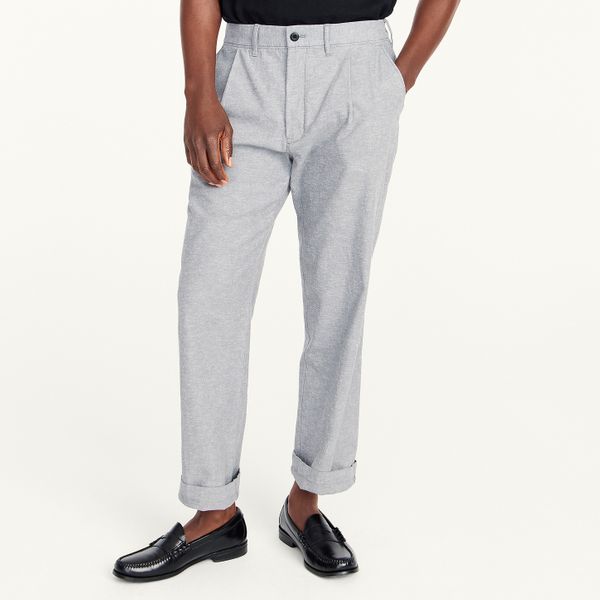 J.Crew Pleated chino pant in stretch cotton-linen