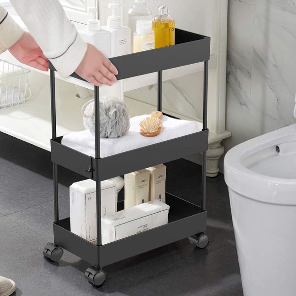 AOJIA Slim 3-Tier Bathroom Storage Cart