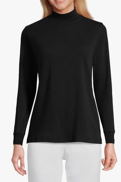 Lands’ End Women’s Relaxed Cotton Long Sleeve Mock Turtleneck