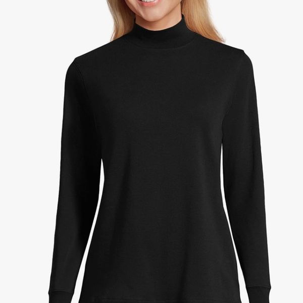 Lands' End Women's Relaxed Cotton Long Sleeve Mock Turtleneck