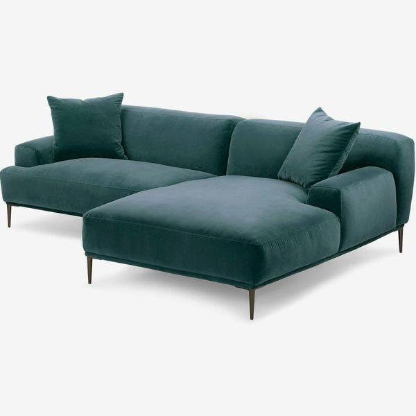 Article Abisko 94.5” Velvet Right Sectional - Plush Pacific Blue