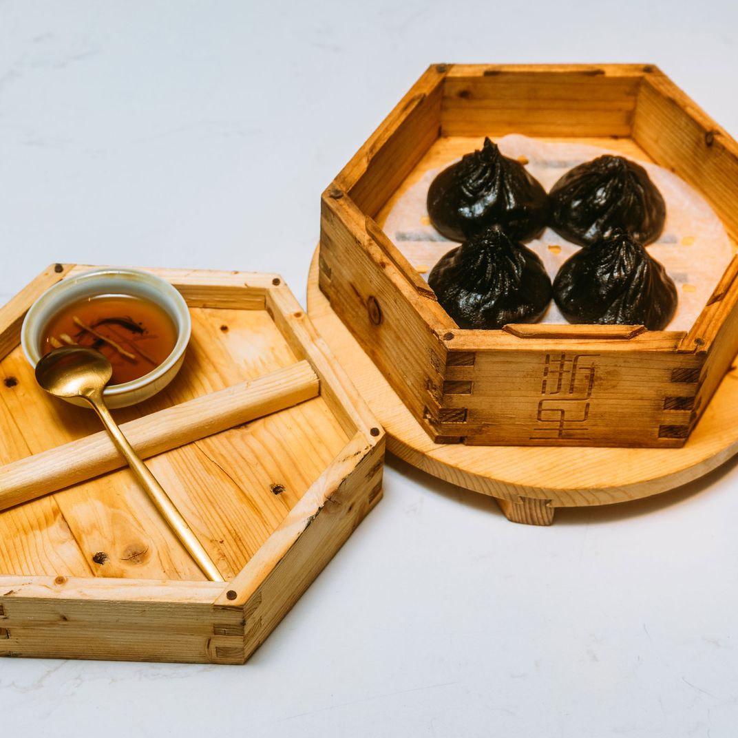 Xiao long bao with black truffle.