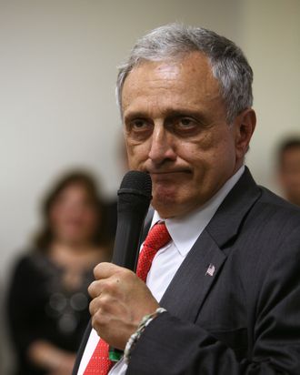 Republican gubernatorial candidate Carl Paladino speaks to his supporters at American Defense Systems, October 26, 2010, in Hicksville, NY. Republican and Tea Party favorite, Carl Paladino is campaigning for the top seat in Albany against his opponent, Democrat Andrew Cuomo.