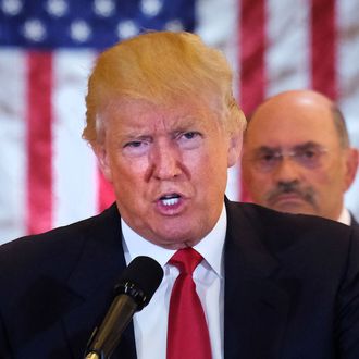 US Republican presidential candidate Donald Trump speaks during a press conference at the Trump Tower on May 31, 2016 in New York. 