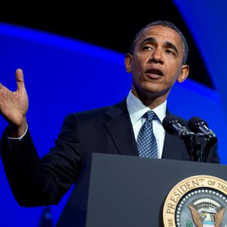 U.S. President Barack Obama speaks at the Associated Press luncheon during the American Society of News Editors (ASNE) Convention at the Washington Marriott Wardman Park Hotel April 3, 2012in Washington, D.C. Obama criticized the Republican budget proposal during his remarks.