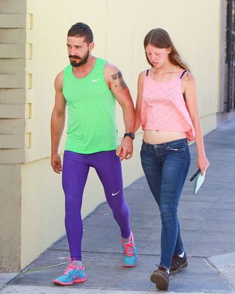 Shia LaBeouf Dons Magical Purple Leggings