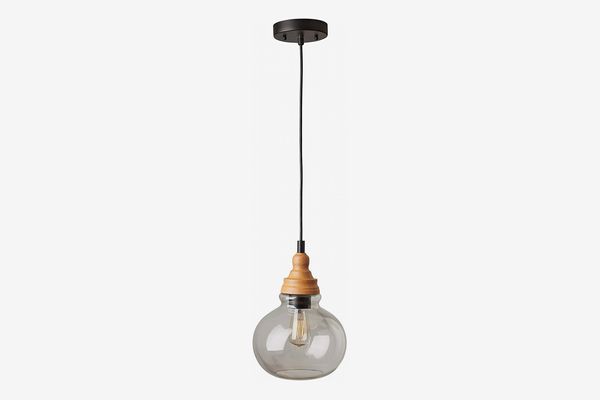 Rivet Glass Pendant With Bulb, Brown and Black