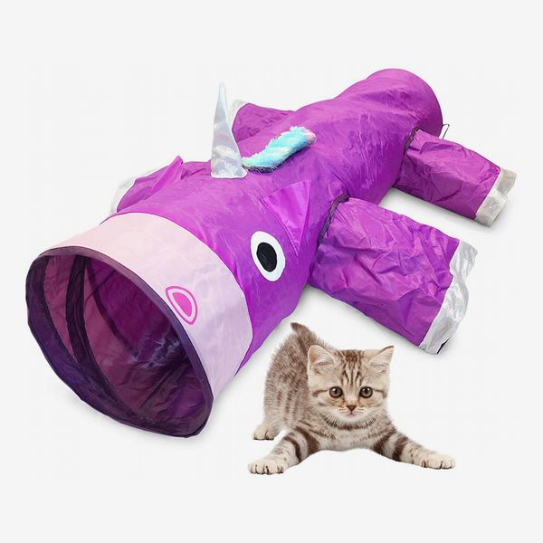 Pet Craft Supply Magic Mewnicorn Multi-Cat-Tunnel Boredom-Relief Toys With Crinkle Feather String for Cats