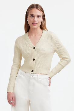 Madewell Bouclé-Knit V-Neck Cardigan Sweater