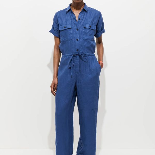 Alex Mill Delancey Short Sleeve Jumpsuit in Linen