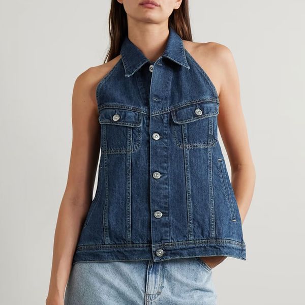 Our Legacy Paneled Denim Halterneck Vest