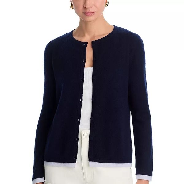 C by Bloomingdale's Cashmere 100% Cashmere Crewneck Cardigan Sweater
