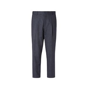 Navy Pleated Prince Of Wales Checked Wool And Cotton-Blend Trousers