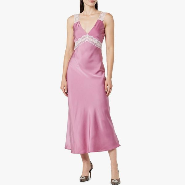 The Drop Valentina Lace-Trimmed Slip Dress in Mellow Mauve