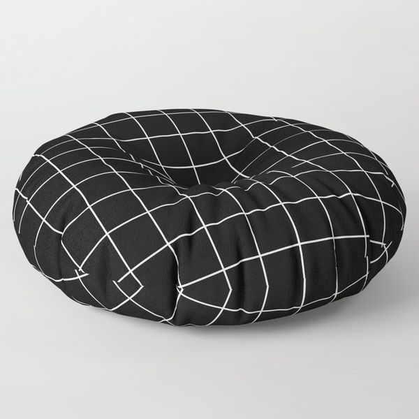 Society6 Grid Pattern Minimalist Geometric Stripes Lines Floor Pillow