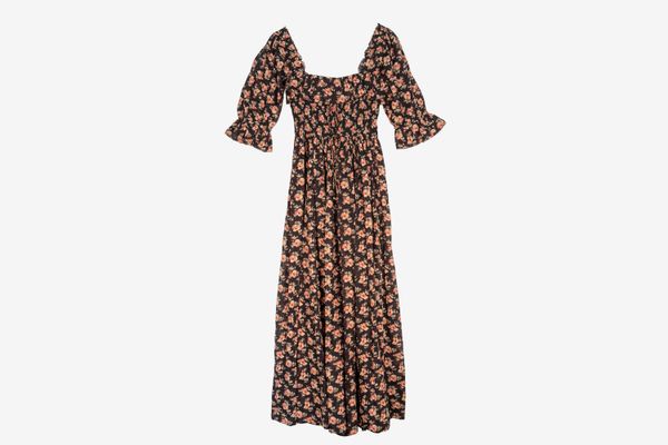 Dôen Sol Shirred Floral-Print Maxi Dress