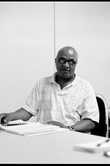 Playwright Frankie Hyman in rehearsal. Bullet for Adolf is a long-time project that Hyman has co-authored with his good friend Harrelson.