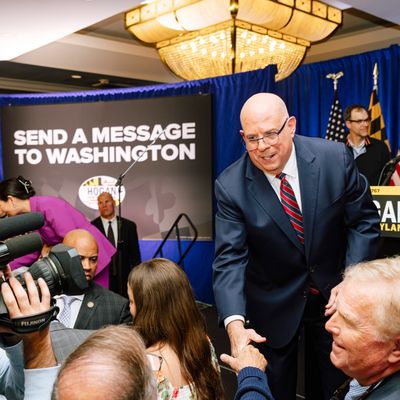 Republican nominee for US Senate Larry Hogan and his wife, Yumi