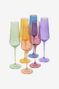 Estelle Colored Glass Champagne Flute 6-Piece Set